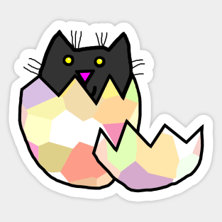 Black Cat Hatching from Easter Egg as Kitten Sticker